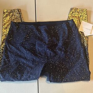 Beyond Yoga Midnight Blue Leggings with Gold Speckles
